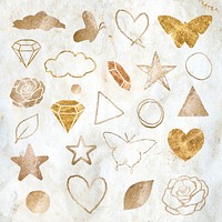 Psd golden glitter element collection