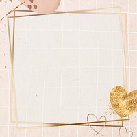 Gold shimmering heart frame psd