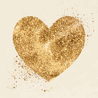 Gold sparkle vector heart icon