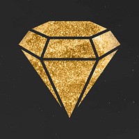 Sparkly gold diamond vector icon