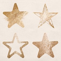 Gold sparkle psd star icon set