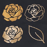 Gold rose and leaf psd collecti