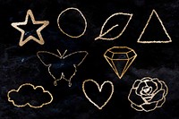Shimmery gold icon vector set