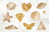 Glittery gold icon psd set