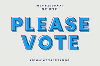 Red and blue overlay editable vector text effect template