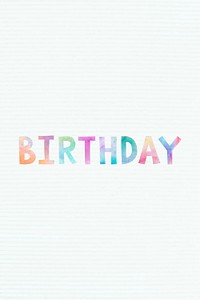 Psd watercolor happy birthday word clipart