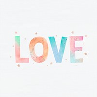 Pastel love word typography vector