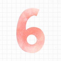 Number six colorful typography psd