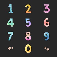 Number font set illustration clipart