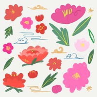 Hand drawn flowers vector botanical illustration