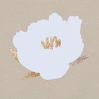 White flower hand drawn psd botanical illustration