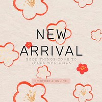 New arrival text floral background vector