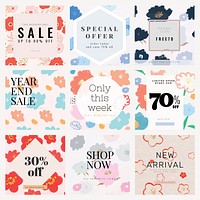 Instagram ad template vector for sale set