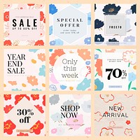 Sale promotion floral template vector set