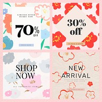 Sale promotion floral template vector set