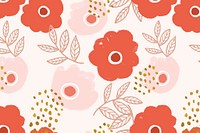 Flower doodle pattern botanical vector background 