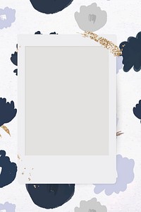 Instant camera frame vector flower doodle floral background