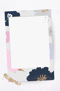 Vector flower decorated instant camera frame design space