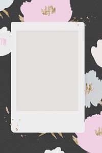 Instant camera frame psd flower doodle floral background