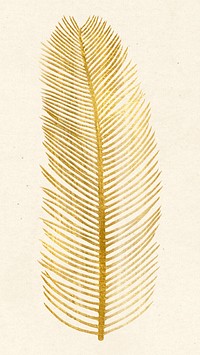 Golden palm leaf vintage illustration sticker