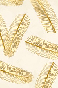 Vintage vector palm leaf pattern illustration beige banner