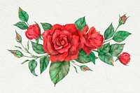 Hand drawn psd red rose flower