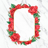 Blooming red rose psd frame