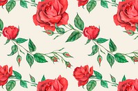 Blooming red rose pattern psd background