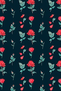 Red rose pattern background vector