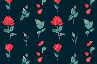 Blooming red rose pattern psd background