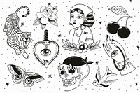 Minimal creative tattoo design vector set