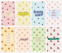 Mobile wallpaper template vector fruit pattern background set