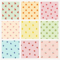 Vector fruit pattern pastel background set