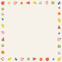 Psd colorful fruits border beige background