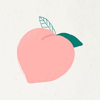 Psd cute hand drawn peach fruit illustration