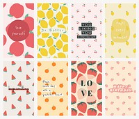 Mobile wallpaper template vector fruit pattern background set