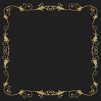 Gold filigree frame border vector