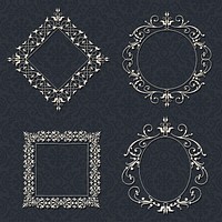 Filigree frame border psd set, remix from The Model Book of Calligraphy Joris Hoefnagel and Georg Bocskay