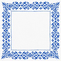 Blue filigree frame border vector 