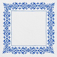 Blue filigree frame border psd