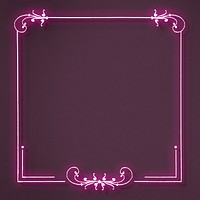 Neon pink filigree frame border psd 