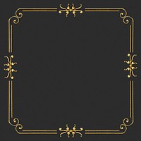 Gold filigree frame border psd