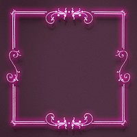 Pink neon vintage filigree frame