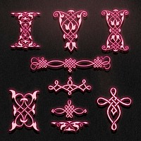 Pink neon vintage ornate element set, remix from The Model Book of Calligraphy Joris Hoefnagel and Georg Bocskay