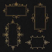 Gold filigree frame set psd, remix from The Model Book of Calligraphy Joris Hoefnagel and Georg Bocskay