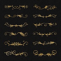 Vintage gold divider set, remix from The Model Book of Calligraphy Joris Hoefnagel and Georg Bocskay