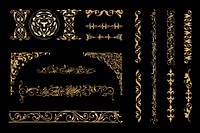 Vintage gold divider vector set, remix from The Model Book of Calligraphy Joris Hoefnagel and Georg Bocskay