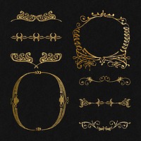 Vintage gold frame psd divider set, remix from The Model Book of Calligraphy Joris Hoefnagel and Georg Bocskay