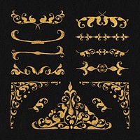 Gold vintage divider psd victorian element, remix from The Model Book of Calligraphy Joris Hoefnagel and Georg Bocskay