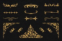 Victorian gold vintage divider psd element set, remix from The Model Book of Calligraphy Joris Hoefnagel and Georg Bocskay